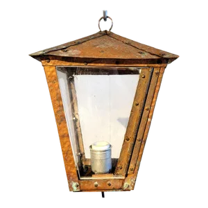 American Arts and Crafts Hammered Copper and Glass One-Light Pendant Lantern