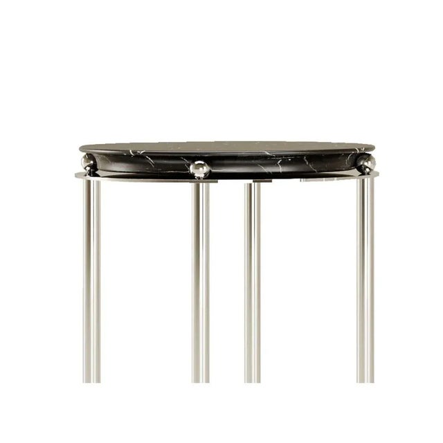 Contemporary Nero Marquina Marble Saturno Side Table by Andrea Bonini For Sale - Image 3 of 8