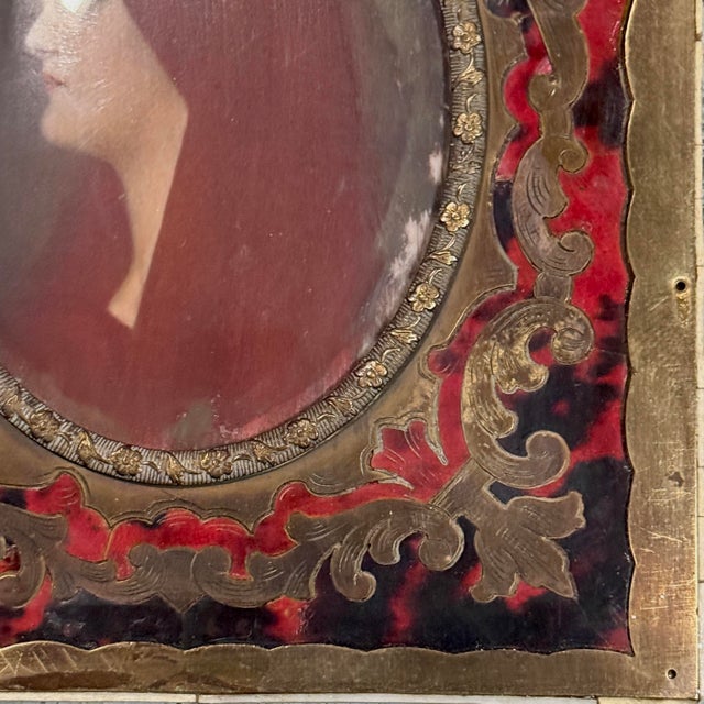 Late 19th Century Miniature Portrait of Saint Fabiola in Brass and Boulle Frame For Sale - Image 5 of 6