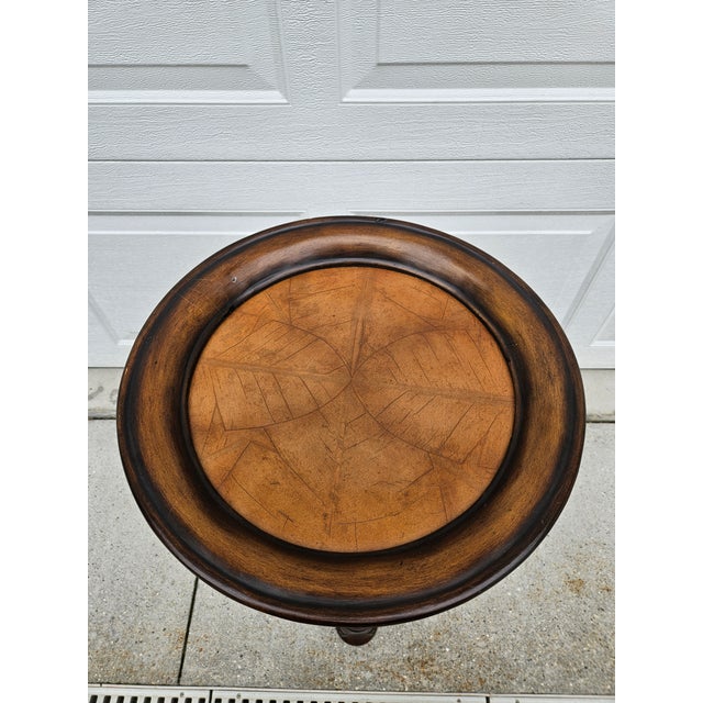 Late 20th Century Round Barley Twist Side Table Stylized Palm Tabletop For Sale - Image 5 of 10