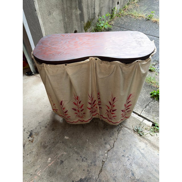 Mid-Century Modern Vintage Mid-Century Kidney Shaped Dressing Table Vanity With Swinging Storage Arms For Sale - Image 3 of 13
