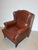 Vintage Tobacco Brown Leather Wingchair For Sale - Image 6 of 7