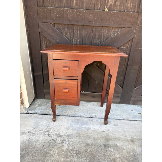 Vintage Child Size Writing Desk 2 Drawer Wood Vanity Table 1940s For Sale In Dallas - Image 6 of 12