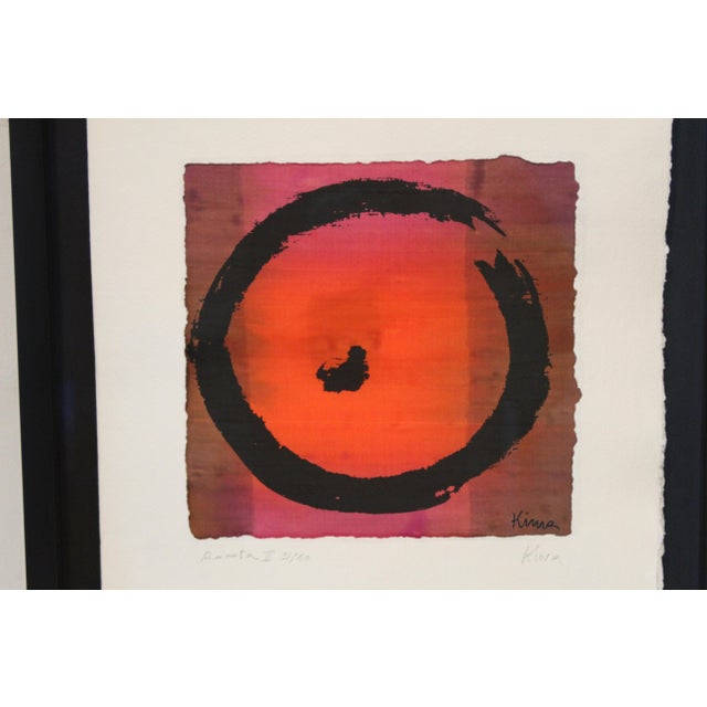 Japanese Mid 20th Century Ensō Zen Circle Framed Signed Kima & Numbered 31/50 Japanese Calligraphy Sumi For Sale - Image 3 of 12