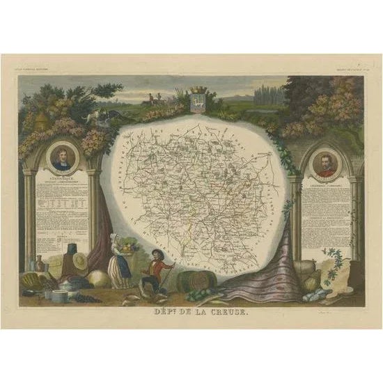 Antique Map of the Department of Creuse For Sale - Image 6 of 6