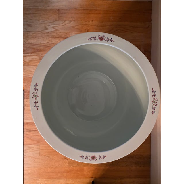 Mid-20th Century Chinese Ruby Ground Famille Rose Fish Bowls on Carved Stands - A Pair For Sale In New York - Image 6 of 8