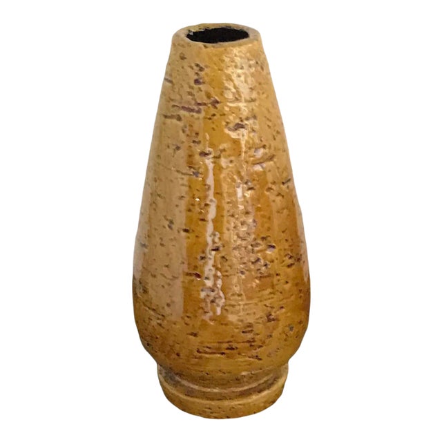 1940s Gunnar Nylund for Röstrand Organic Modern Mustard Yellow Chamotte Vase For Sale