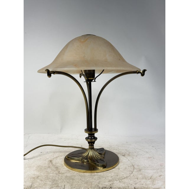 Table Lamp in Brass and Opal Glass, 1980s For Sale - Image 9 of 9