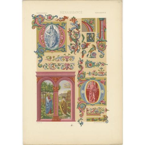 Racinet, Renaissance Religious Ornament, 1873, Lithograph, Set of 3 For Sale - Image 9 of 11