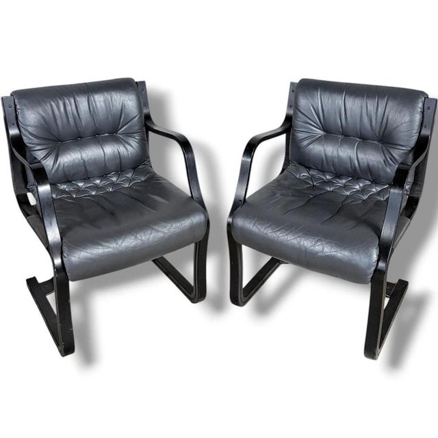 Vintage Lounge Chairs with Black Stained Frames from Esko Pajamies, Set of 2 For Sale - Image 3 of 8