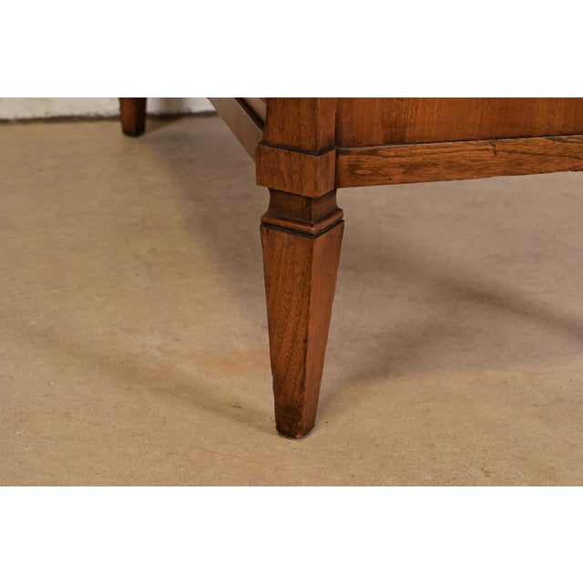 Kent Coffey French Regency Louis XVI Carved Cherry and Burl Wood Highboy Dresser, Circa 1960s For Sale - Image 11 of 16