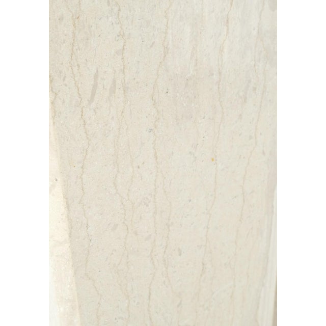 Mid-Century Modern Square Beveled Tall Travertine Marble Pedestals End Tables For Sale - Image 9 of 12
