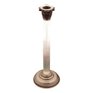 Fluted Glass Candlestick with Silver Wall Light For Sale