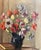 Louis Henri Salzmann, Flowers in a Black Pitcher, Oil on Canvas, 1935 For Sale