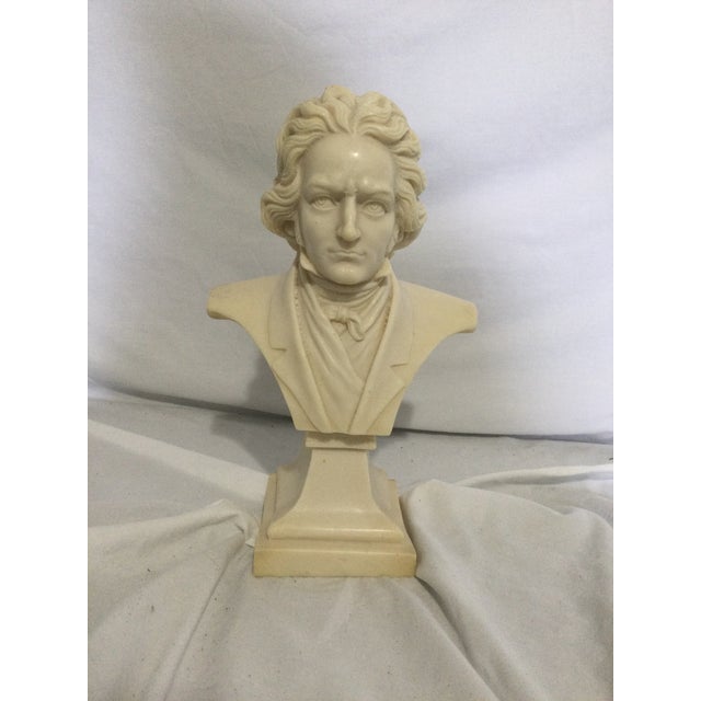 Alabaster 1950s Ludwig Van Beethoven Plaster Bust For Sale - Image 8 of 9