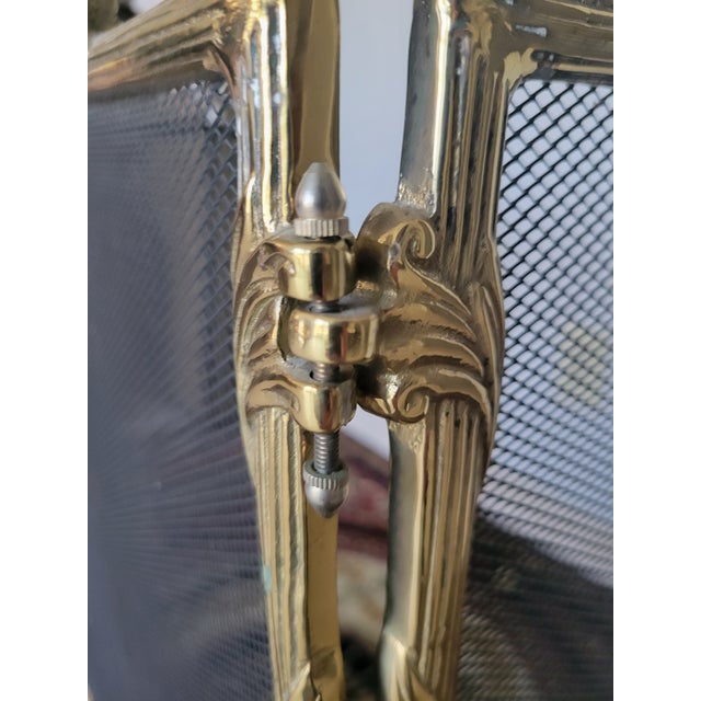 Brass Vintage Brass Three Panel Fireplace Screen For Sale - Image 8 of 12