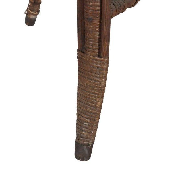 Antique Heywood & Wakefield Arts & Crafts Wicker & Oak Table Signed C1920 For Sale - Image 11 of 16