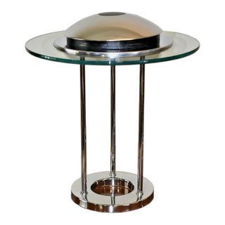 Authentic Robert Sonneman for George Kovacs 1987 Chrome Saturn Saucer Table Lamp For Sale