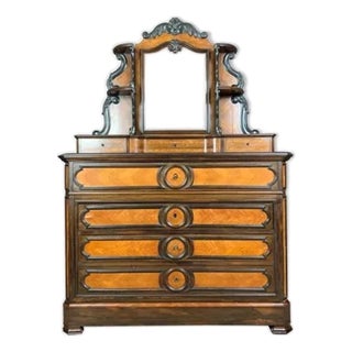 Napoleon III Marquetry Commode with Cheval Glass For Sale