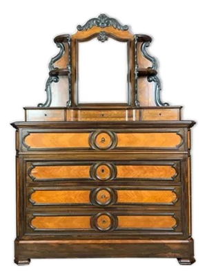 Napoleon III Marquetry Commode with Cheval Glass