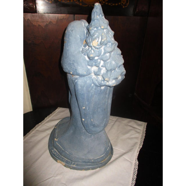 Vintage 1988 Sandstone Concrete Power Blue Father Christmas With Tree For Sale - Image 4 of 8