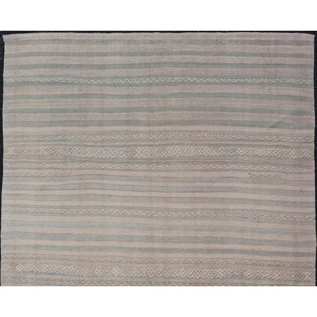 Ivory Vintage Turkish Kilim With Striped Flatweave Design in Soft Neutral Tones For Sale - Image 8 of 11