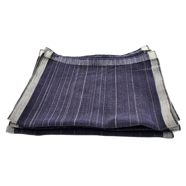 Mid-Century Modern 1970s Dansk Ritva Puotila Indigo Cotton Placemats, Set of 6 For Sale - Image 3 of 7