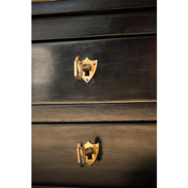 French Louis XVI Ebonized Writing Table or Desk With Embossed Leather Top For Sale In Austin - Image 6 of 13