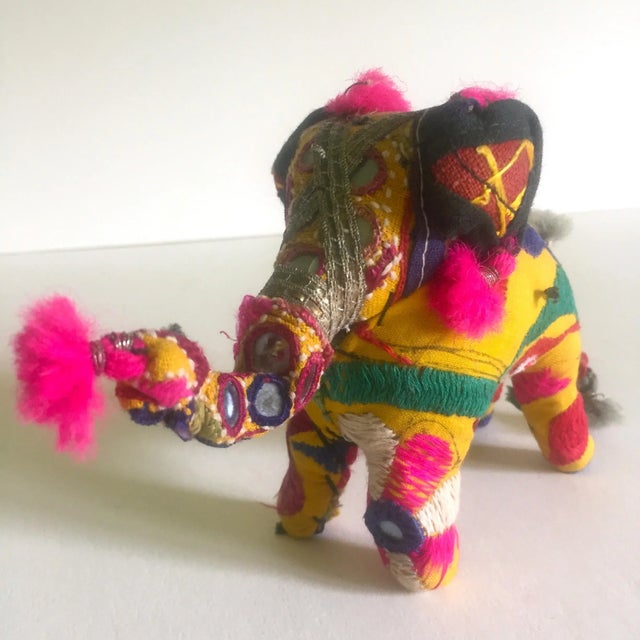 Textile Vintage Mid Century Indian Rajasthan Multicolor Patchwork Fabric Elephant Figurine For Sale - Image 7 of 11
