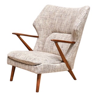 Model 221 Lounge Chair in Élitis Tweed Fabric by Kurt Olsen for Slagelse Møbelværk, 1950s For Sale