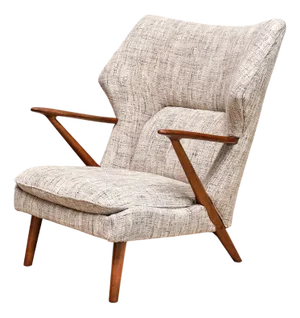 Model 221 Lounge Chair in Élitis Tweed Fabric by Kurt Olsen for Slagelse Møbelværk, 1950s