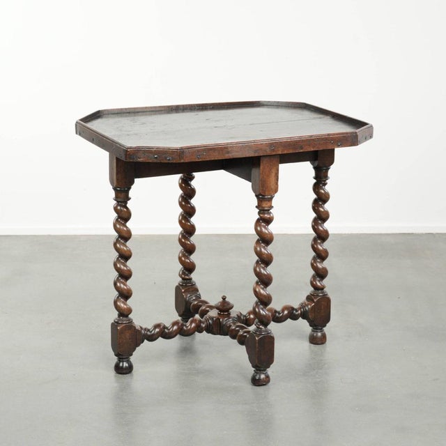 Antique English Walnut Side Table with Turned Legs and Octagonal Top, 1680 For Sale - Image 14 of 14