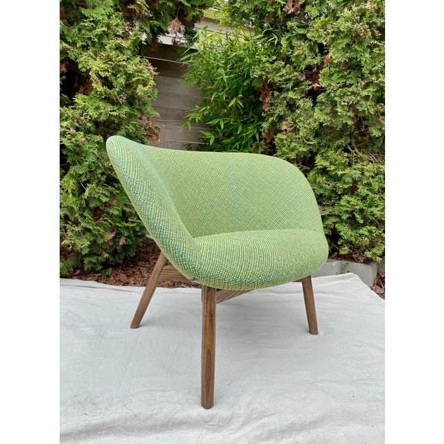 A Keilhaier 71150 Mid-Century Modern inspired lounge chair in blue-green woven upholstery. This is a high quality, heavy,...