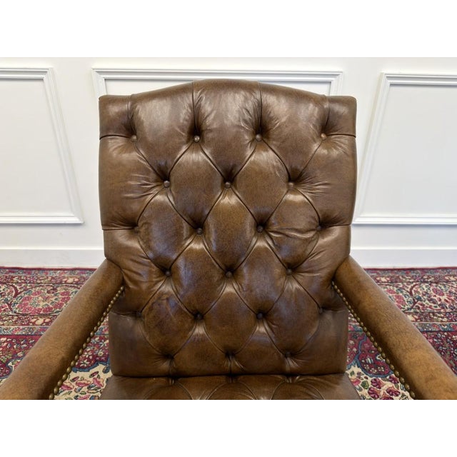 English Chesterfield Office Chair in Brown For Sale - Image 5 of 8