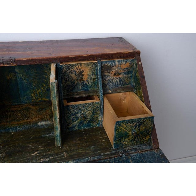 Folk Art Secretaire in Mahogany For Sale - Image 10 of 16