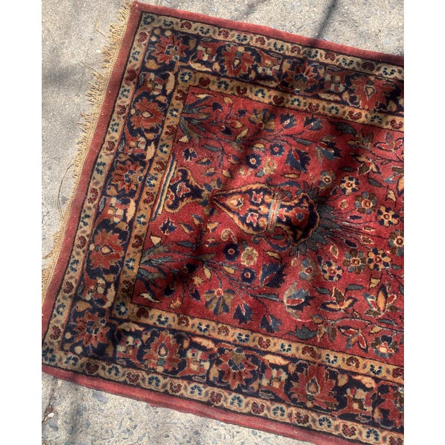 1920s, Handmade Antique Persian Sarouk Prayer Rug 2.1' X 4.3' For Sale - Image 9 of 9