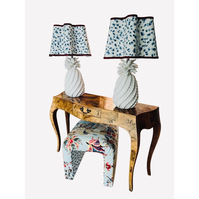 Tall Palm Beach Style Pineapple Lamps Scalloped Shades - a Pair For Sale - Image 11 of 11