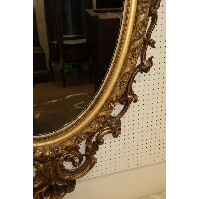 Gold Large Mid 19th Century Gold Gilt American Philadelphia Floral Wall Mirror For Sale - Image 8 of 18