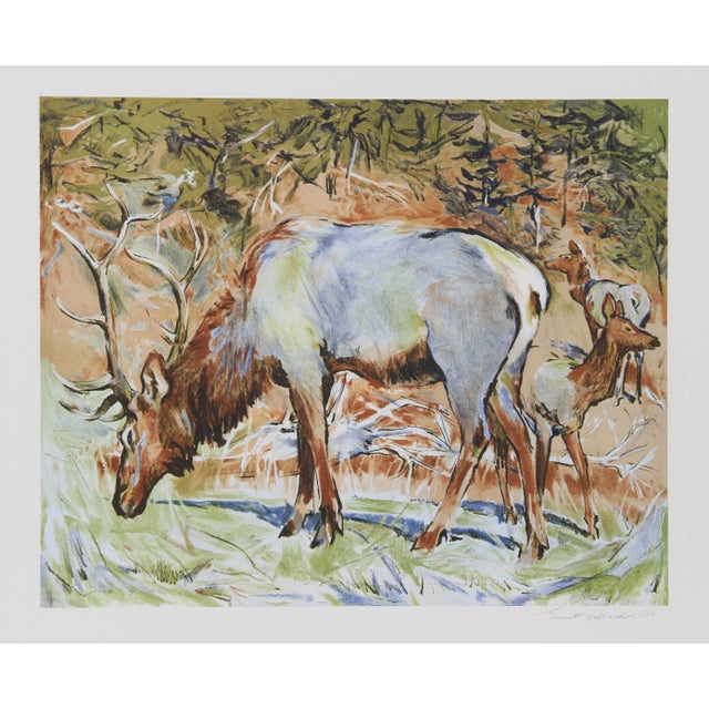 Elk by Everett E. Hibbard, American Date: 1979 Lithograph, signed and numbered in pencil Edition of 250, AP 25 Image Size:...