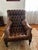 Oversized Diamond Tufted Leather Library Chair, Bobbin Legs & Nailhead Trim For Sale - Image 4 of 7