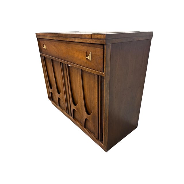 Mid-Century Modern Mid-Century Modern Broyhill Brasilia Walnut Flip-Top Server For Sale - Image 3 of 11