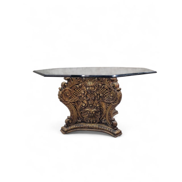 Antique Italian Architectural Carved Ornate Gilt Wood Base Dining/Center Table For Sale In Chicago - Image 6 of 8