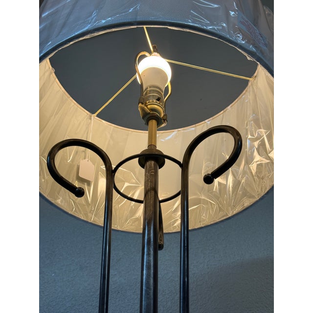Industrial Iron Scroll Floor Lamp For Sale - Image 3 of 12