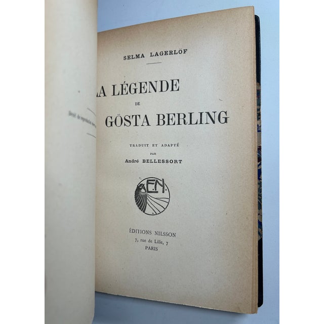 1910s Leather Octavo, Selma Lagerlöf's La Légende De Gösta Berling - 1 Book For Sale In San Francisco - Image 6 of 9