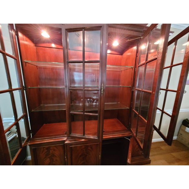 Late 20th Century Georgian Style Two Piece Mahogany Breakfront For Sale - Image 5 of 18