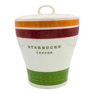 Starbucks Advertising Jar Coffee Bean Tea Holder Ceramic 2005 Canister For Sale