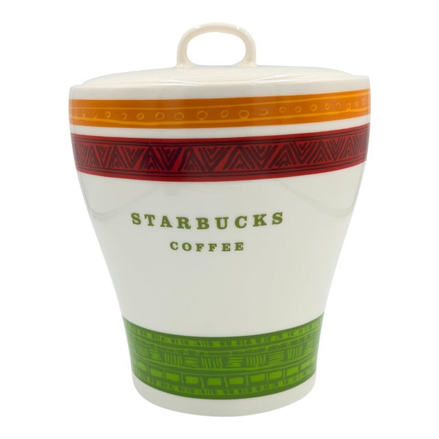 Starbucks Advertising Jar Coffee Bean Tea Holder Ceramic 2005 Canister For Sale