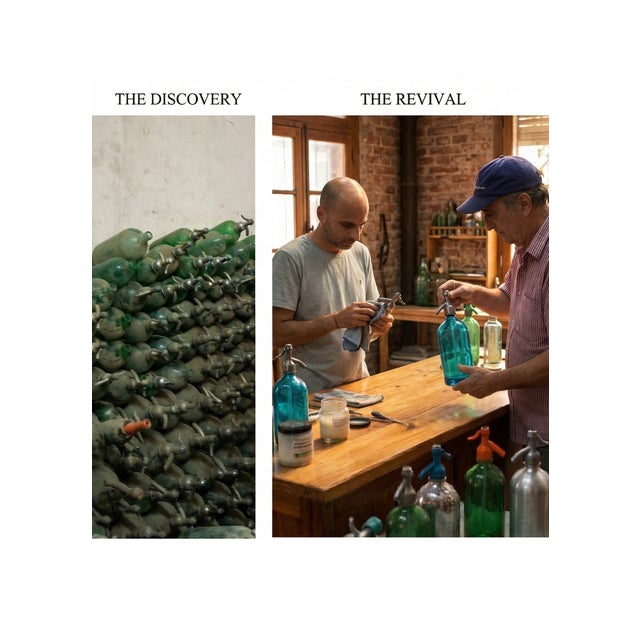 Vintage Seltzers Bottles, Restored From the 1930's Period. Collectible Design Piece For Sale - Image 6 of 7