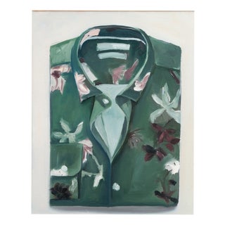 Justyna Kuklo, Folded Flower Print Shirt, 2018, Oil Painting on Canvas, Framed For Sale