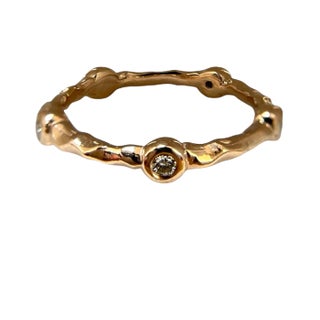 Textured 18k Gold Ring With 1 Tcw Diamonds Size 6 For Sale